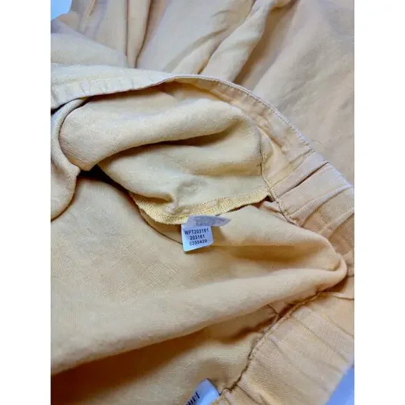 J Jill Love Linen Wide Leg Capri Pant Mustard Sun Yellow Women’s Medium Boho - Picture 14 of 16